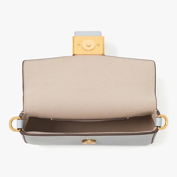 NWT Kate Spade Katy Textured Leather Flap Chain Crossbody in Ocean Beach $258 - Picture 4 of 10